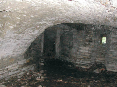 Blick in den durch ein Tonnengewölbe ausgebildeten Keller des Herrenhauses (2003).