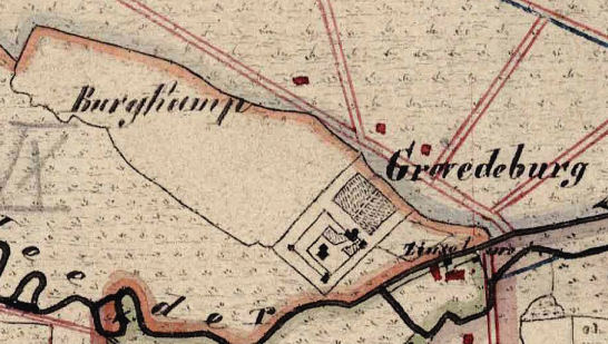 Kartenauszug, Vernaburg und Mühle (1828).